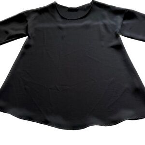 COS Oversized Boxy Flowy Black Blouse 3/4 Sleeve Minimalist Size XS EU 34